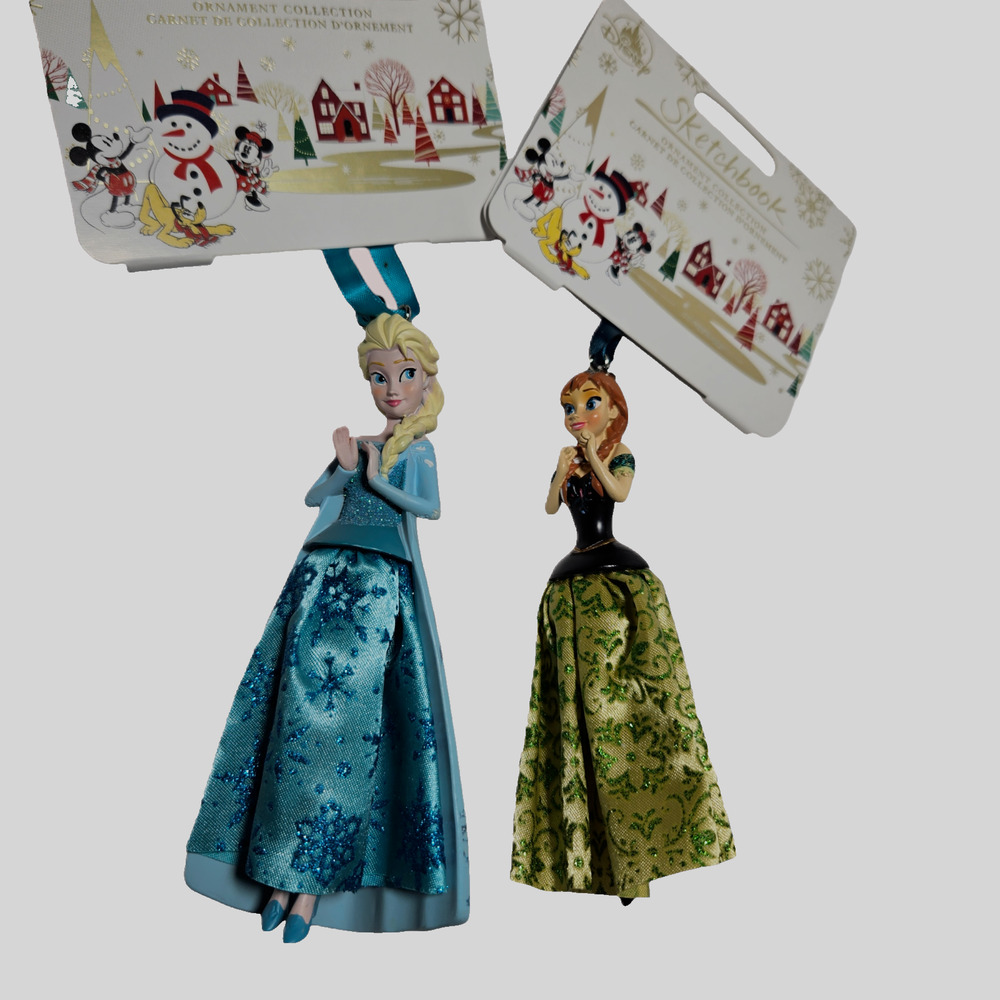Disney Store Princess Anna & Elsa Set of 2 Sketchbook Ornaments 2019 NWT